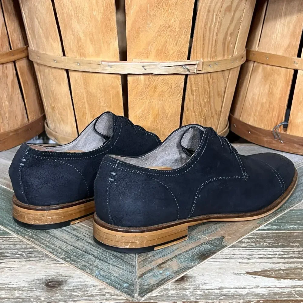 Banana Republic Black Suede Casual Cap Toe Derby Oxfords Shoes Mens Size 12
